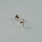 ASTM F136 Solid Titanium Internally Threaded Cross Cz Cartilage Earrings Stud Helix Tragus Lobe Piercing Labret Lip Ring Jewelry