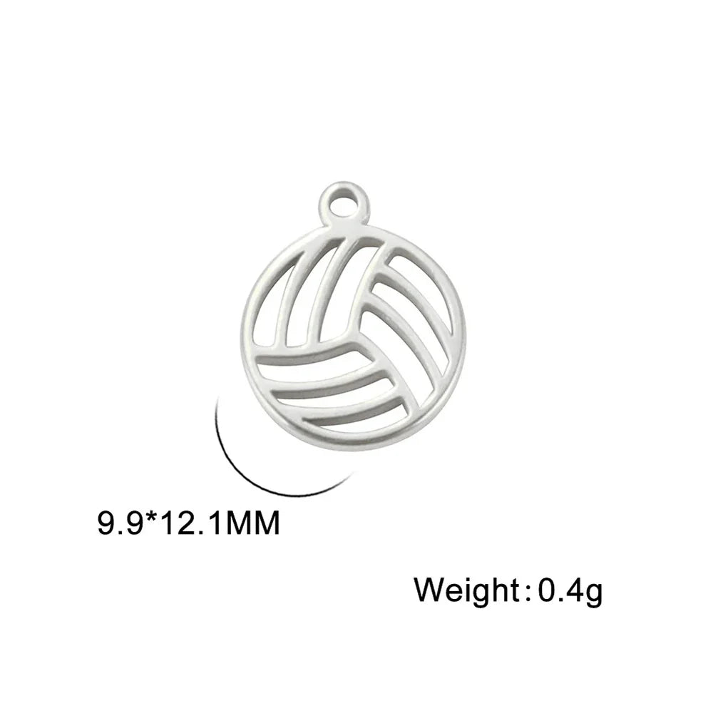 EUEAVAN 5pcs Mini Charms Stainless Steel Volleyball Charm for Bracelet Necklace Earrings DIY Jewelry Making Supplies Wholesale