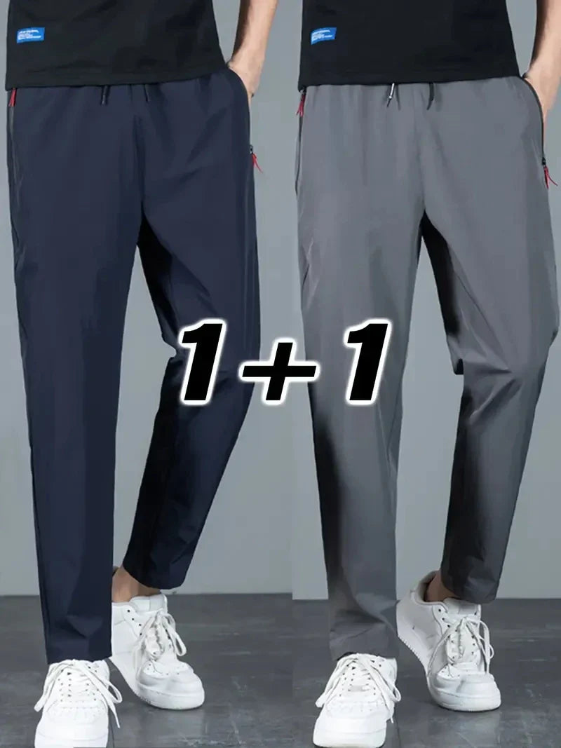 2 Pieces Men's Casual Pants Stretch Elastic Waist Jogger Korean Classic Blue Black Gray Male Brand Trousers Plus Size
