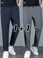 2 Pieces Men's Casual Pants Stretch Elastic Waist Jogger Korean Classic Blue Black Gray Male Brand Trousers Plus Size