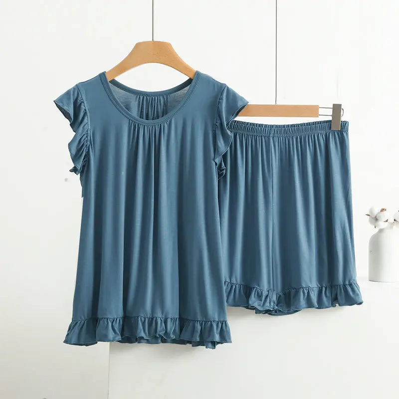 3XL-8XL Women's Pajama Sets New Plus Size Lounge Wear Modal Sleeveless Shirt Shorts Suit Sleepwear Home Clothes Ladies Pijamas