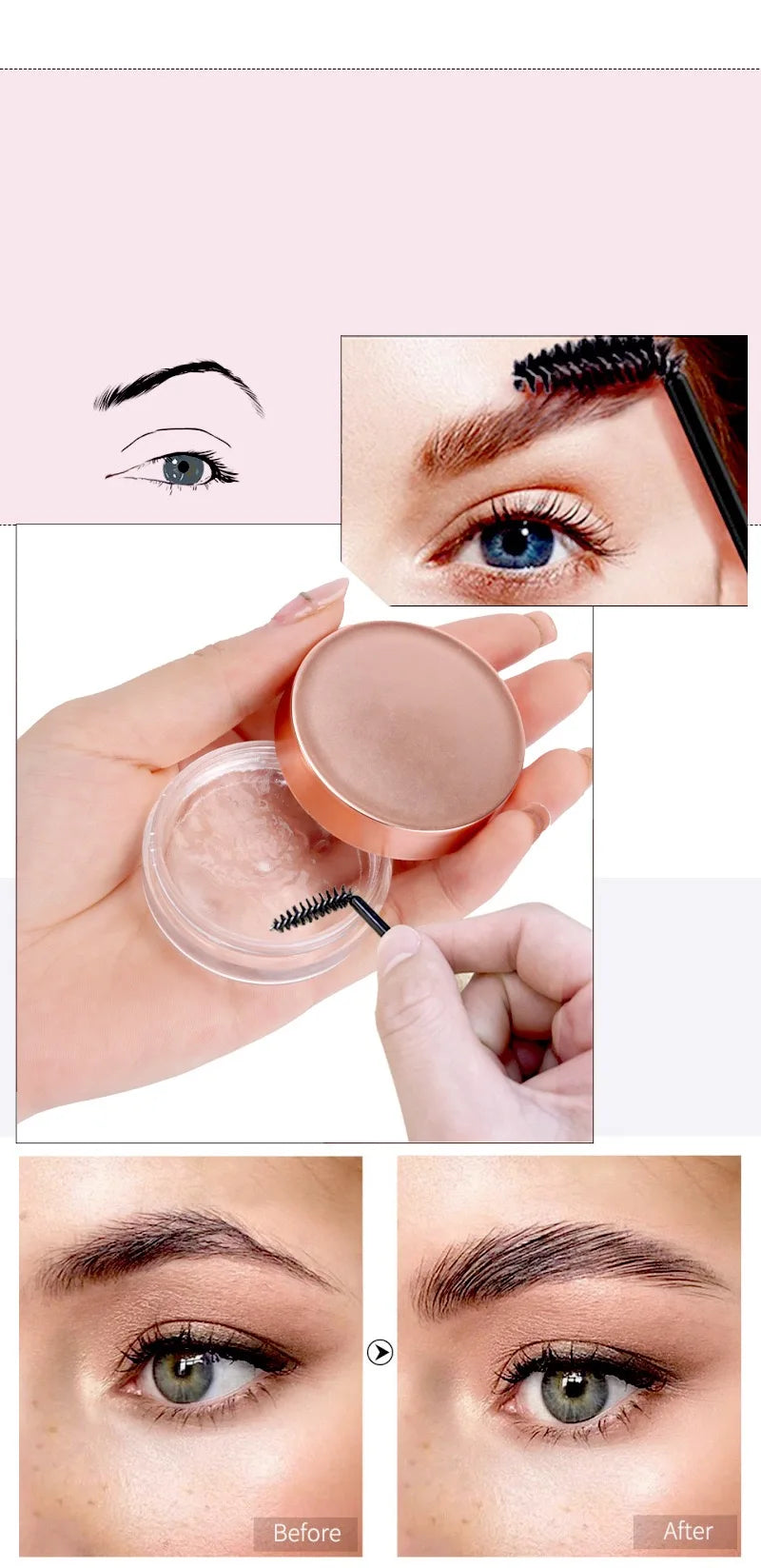 Custom Eyebrow Styling Gel Eye brow Sculpt Soap Waterproof Private Label Transparent Wax Set Brow  Soft Gel Eyebrow Makeup