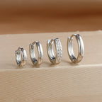 4PCS Set Stainless Steel Huggie Minimal Hoop Earrings 6/8/10mm Crystal Zirconia Helix Tragus Cartilage Earrings Piercing Jewelry