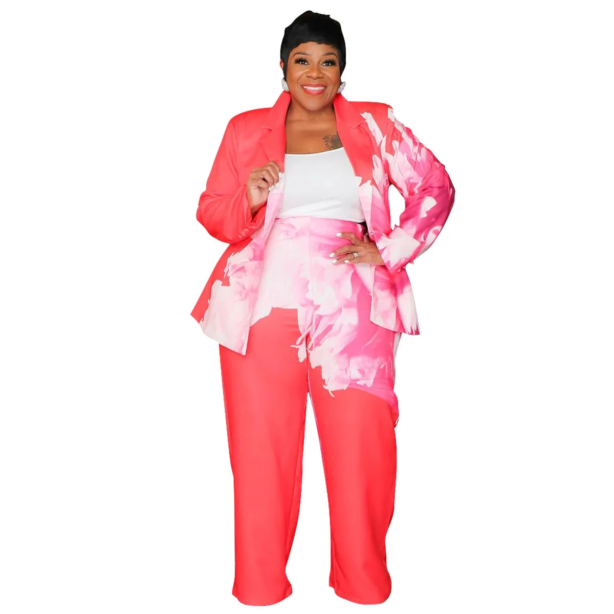 2 Piece Women Sets 2024 New Arrival Plus Size Autumn Winter Matching Two Pieces Sets Blazers Top Pants Suits Outfits Clothing