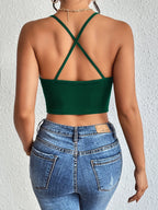Chic Halter Neck Crop Top-Backless & Criss Cross Detail-Perfect for Summer Outings