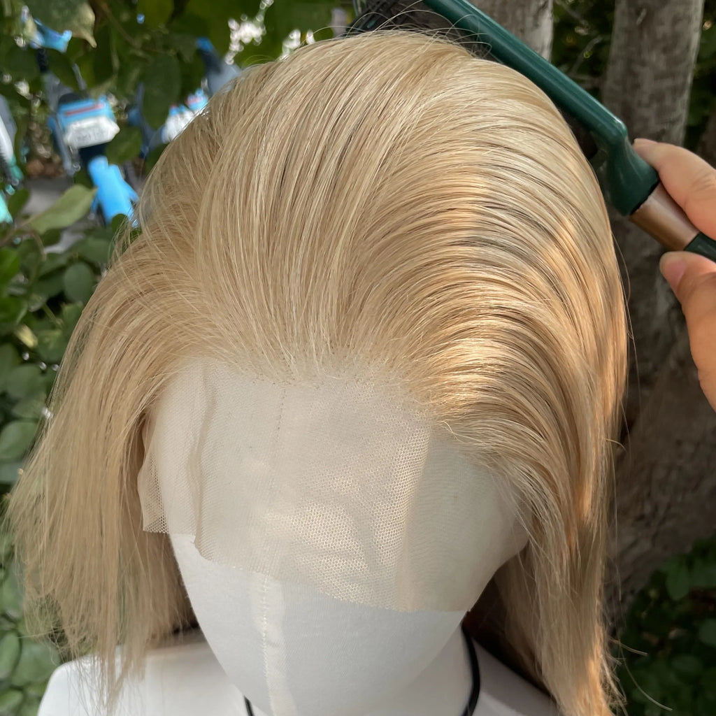 Blonde Mixed Color Synthetic Full Lace Wigs for Black Women Heat Resistant 26 Inch Long Straight Full Hand Tied Free Part 150%