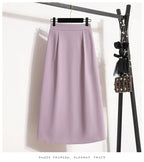 2025 Summer Female Fashionable Versatile Solid Skirts High Waisted Mid Length A-line Plus Size Skirt Split Wrap Body Skirt