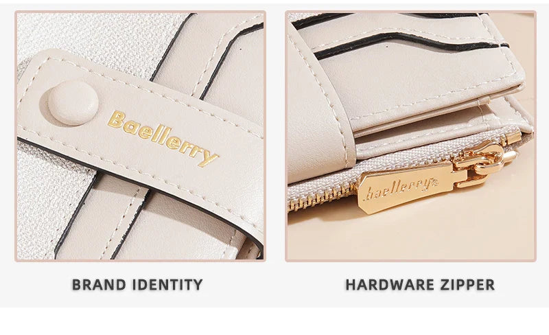 Baellerry High Quality Women Wallets New Simple Short Card Holde Brand Female Purse Photo Holder Coin Pocket Zipper Women Wallet