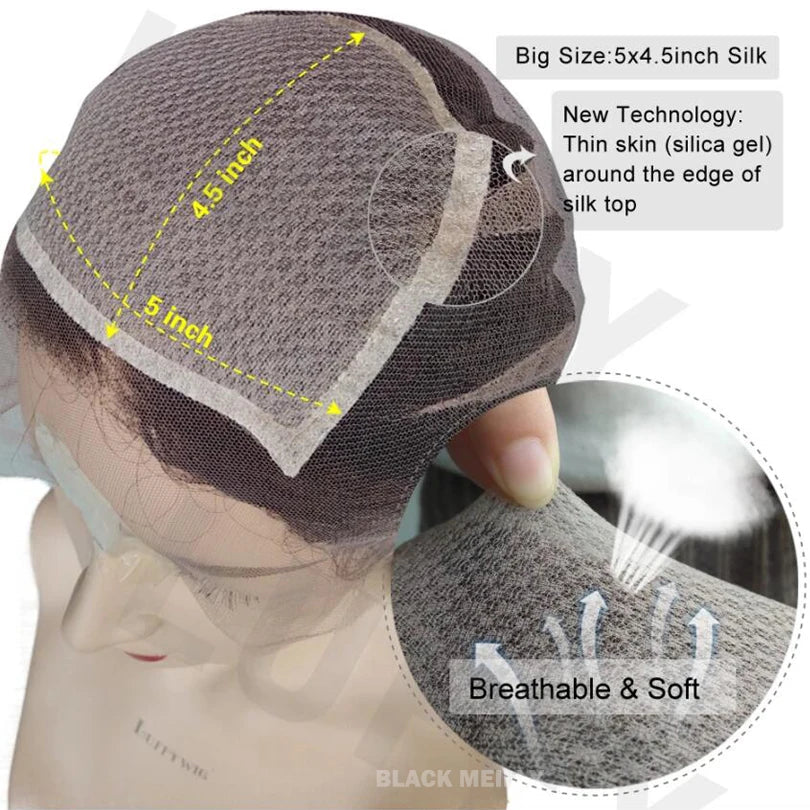 Body Wave Transparent Full Lace Human Hair Wigs with Silk Base Indian Remy Wavy Silk Top Full Lace Wig For Women Wavy