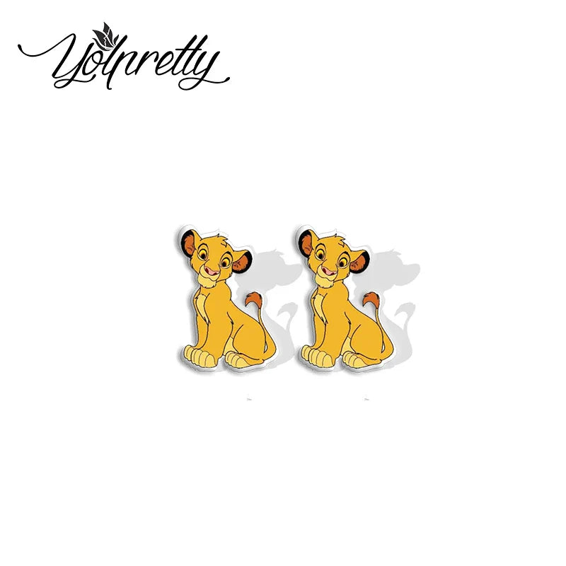 2024 New Lion King Little Lion Simba and Friends Epoxy Handcraft Acrylic Stud Earrings