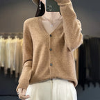 100 Merino Wool Knitted V-neck Sweater Women's Top Loose Korean Version Fashionable Versatile Autumn And Winter Cashmere Sweater