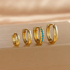 4PCS Set Stainless Steel Huggie Minimal Hoop Earrings 6/8/10mm Crystal Zirconia Helix Tragus Cartilage Earrings Piercing Jewelry