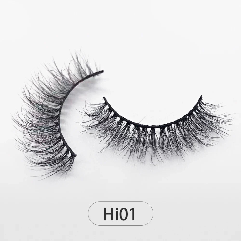 Dropshipping Reuseable Natural Long 12-15mm 3D Faux Mink Lashes Fluffy Volume False Eyelashes Cruelty Free Wispy Makeup Lashes