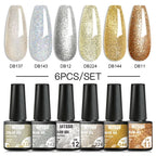 6PCS/SET Glitter Bright Pink Peach Gel Nail Polish Kit Spring Colorful Semi Permanent Soak Off Art UV Gel Varnish For Manicure