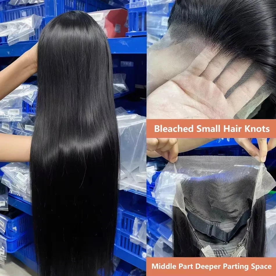 Bone Straight 13x4 Lace Frontal Wig For Women 5x5 Glueless Invisi-Drawstring Black Human Hair Wig 13X6 Lace Front Wig Human Hair