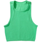 DIY Print Customize Sleeveless Vest Women's Summer High Waist Short Crop Top Fitness Running Yoga Clothes Slim Fast Dry Clothes