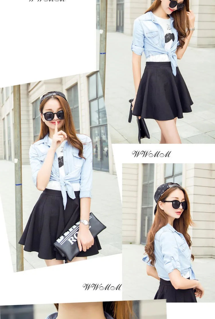 2023 Spring/Summer New Denim Jacket Women's Korean Casual Slim All-Match Short Crop Sleeve Short Sleeve Denim Button Up Top