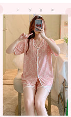 2023 New Ladies Three Piece Pajamas Women Printed Pajamas Home Sets Pajama Sets Cute Girls Homewear