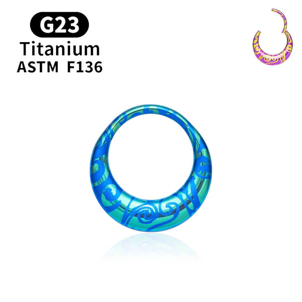 ASTM F136 Titanium 16G Moon Septum Hoop Ring Anodizing Hinged Segment Nose Clicker Tragus Helix Daith Earring Piercing Jewelry