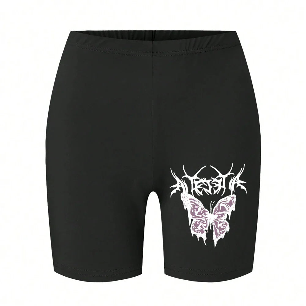 Casual Women Fitness Short Pantsbeautiful Dreamy Purple Butterfly Prints Leggings Short High Elastic Soft Thin Female Sportswear