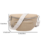 Corduroy Chest Bag Fashion Fanny Pack Wide Guitar Strap Casual Waist Bag Multi-pockets Hobo Sling Bag Outdoor Travel Bag