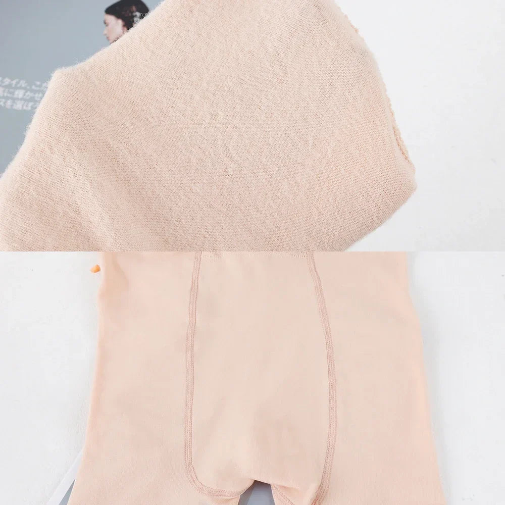 Colorful Fleece Lined Tights Women Thermal Pantyhose for Female Winter Panty Polar Skin Black Effect Stockings Thermal Leggings