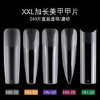 240PCs Extra Long XXL Size False Nail Tips Soft Gel Coffin Square Almond Fake Nail Tips Half Matte No Trace Traceless Nails