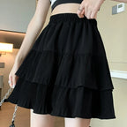 Casual Summer Ball Gown Pleated Skirts Women 2024 Korean Fashion Clothing Faldas Largas High Waist Black White A Line Mini Skirt