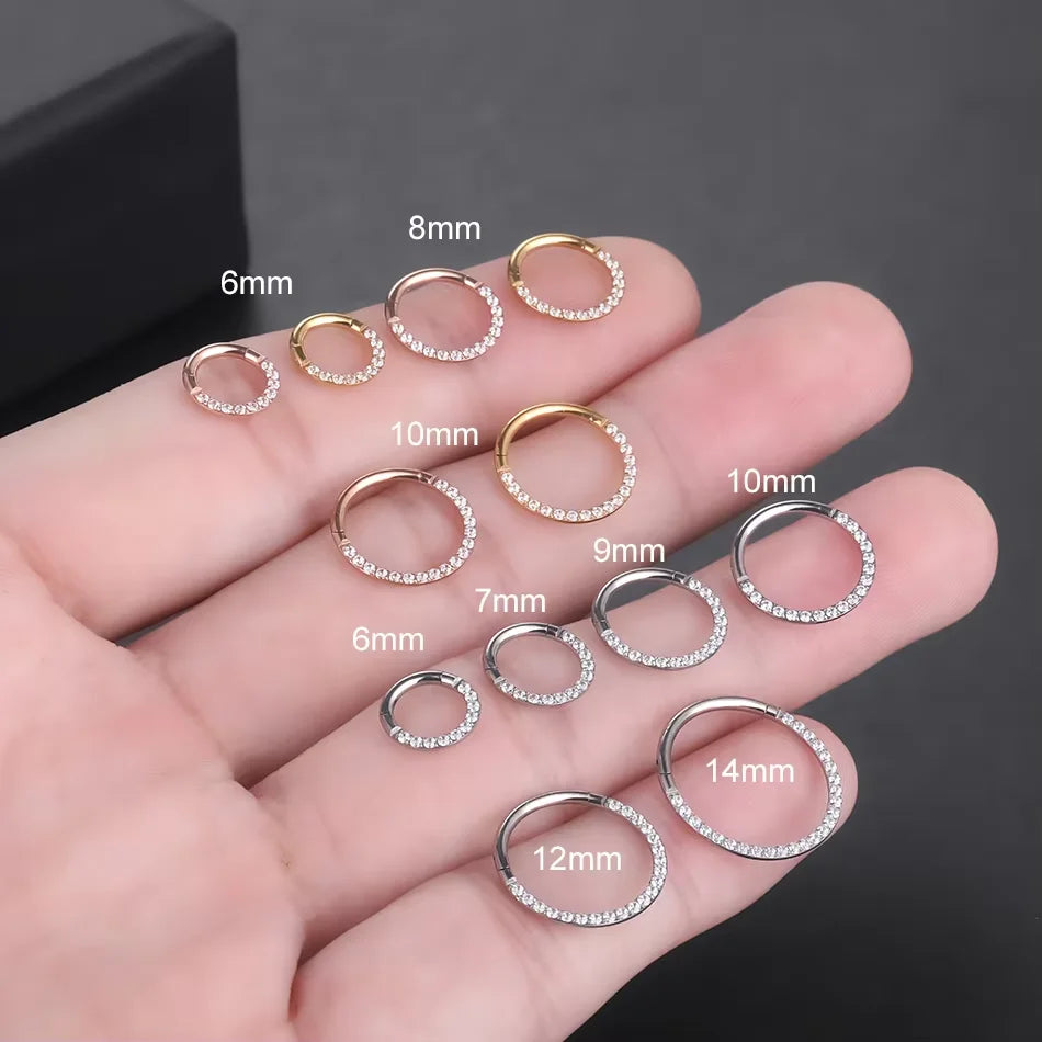 1/10Pc Stainless Steel Nose Ring CZ 16G Hinged Septum Clicker Segment Ear Tragus Cartilage Daith Lip Nose Body Piercing Jewelry