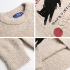 2025 Autumn and winter men's and women's American retro fun cute cat jacquard knitted sweater loose and lazy couple's top