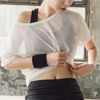 2025 Sexy Mesh Yoga Shirt Quick Dry Sport Fitness Female Running Shirt Gym Clothes Tank Top Workout Exercises T-Shirt Sportwear