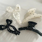 1pc black and white polka dot streamer bow grab clip luxury versatile shark clip hair clip hair grab elegant hair accessories