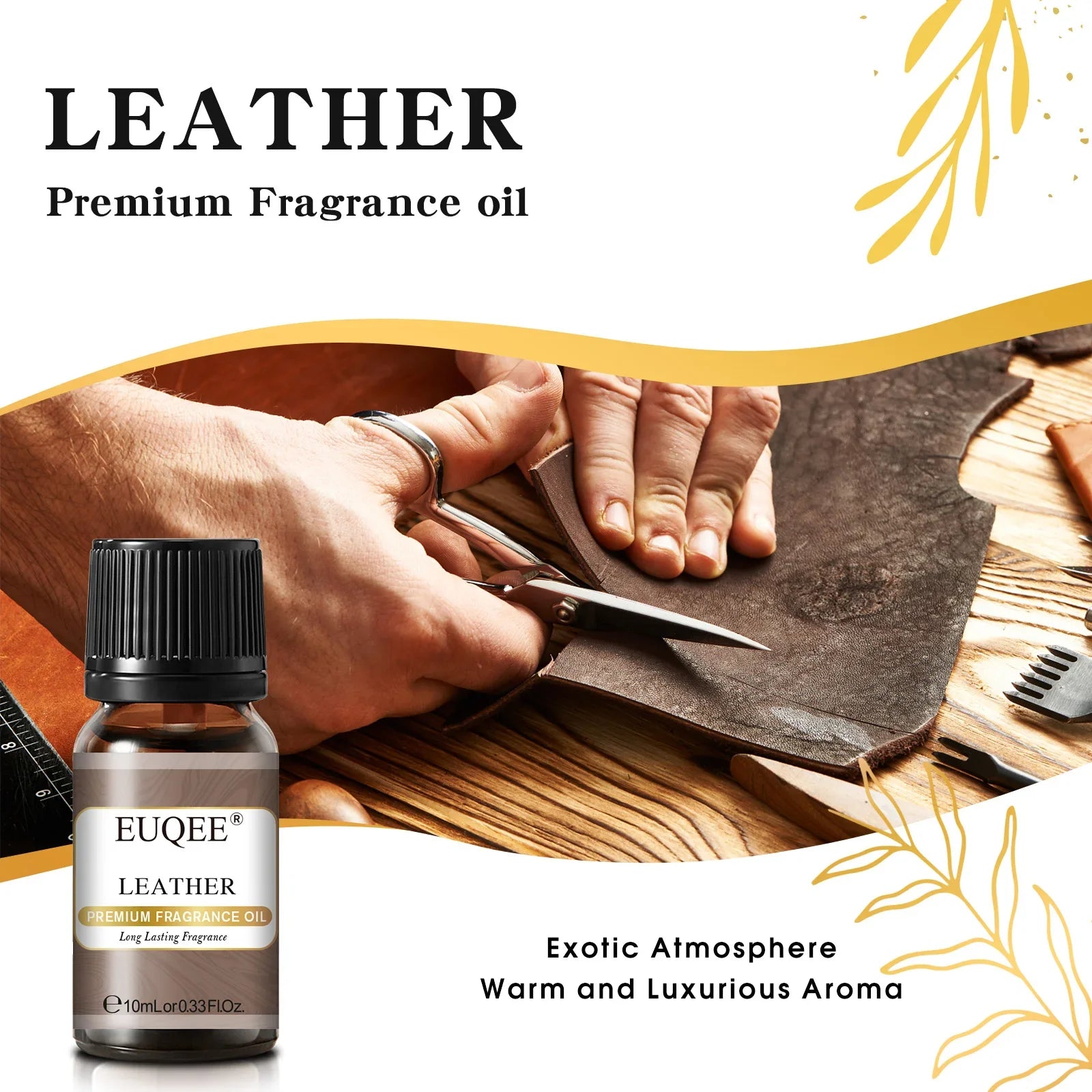 EUQEE 10ML Men's Fragrance Oil For Car Diffuser,Making Candle Leather Forest Pine Coffee Cake Cedarwood Bay Rum 1pcs/3pcs/6pcs