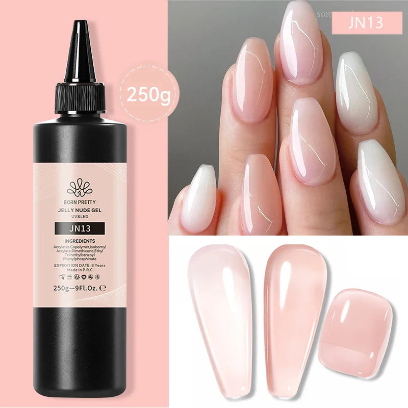 BORN PRETTY 250g Translucent Jelly Red Nude Gel Nail Polish Winter Autumn Manicure Soak Off UV LED Nail Art Gel Christmas Red
