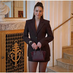 Elegant Lapel Blazer Mini Skirts Sets Women Casual Burgundy Jackets Suit With Hip Package Skirt Female 2025 Spring Chic Outfits