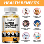 Daitea Calcium Magnesium Zinc Capsules Vitamin D3 helps support bones, teeth, heart, and enhance immune system function.