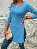 2023 Cross border Foreign Trade Europe and America Spring and Autumn New Children's Long Sleeve Slim Fit Slim Split Long T-shirt