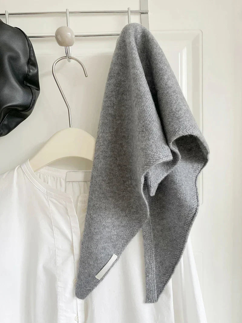 British Korean Style Niche Wool Knitted Triangular Scarf Women Headscarf Knitted Scarf Multi-functional Warm Knitted Scarf