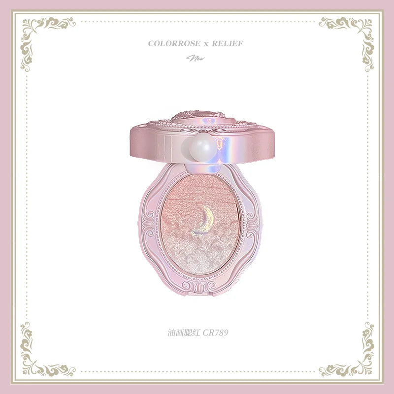 Colorrose Embossed Powder Blush Blue Genuine Nude Makeup Natural Party  Blusher  Shimmer Pearlescent Highlight Eyeshadow