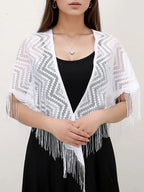 2024 White/Black Catholic Woman Spanish Style Lace Tassel Church Veil Head Covering Long Veil Floral Scarves Wedding Accessories