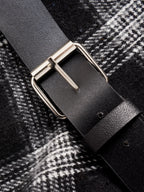 Dressfo Womens Asymmetic Hem Plaid Skirt Buckle Strap Detail Casual Midi A Line Dress Black Skirts 2024 New