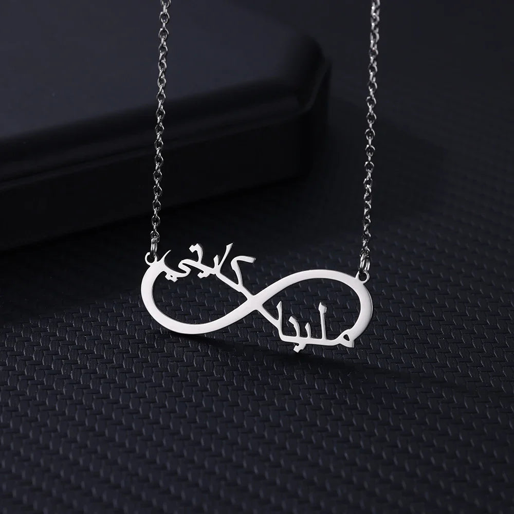 Custom Double Heart Two Names Infinity Necklaces For Women Stainless Steel Customized Necklace Pendant Personalized Jewelry Gift