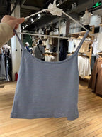 Blue Striped Tank Shorts Pajama Set Women Summer Sleeveless Crop Top+Elastic Waist Straight Short Pant Cotton Home 2 Piece Sets