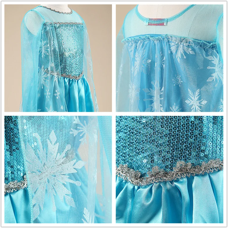 Elsa Dress for Girls 3-10Y Birthday Role Elsa Princess Dress For Kids Halloween 2024 Carnival Easter Party Cosplay Girls Costume