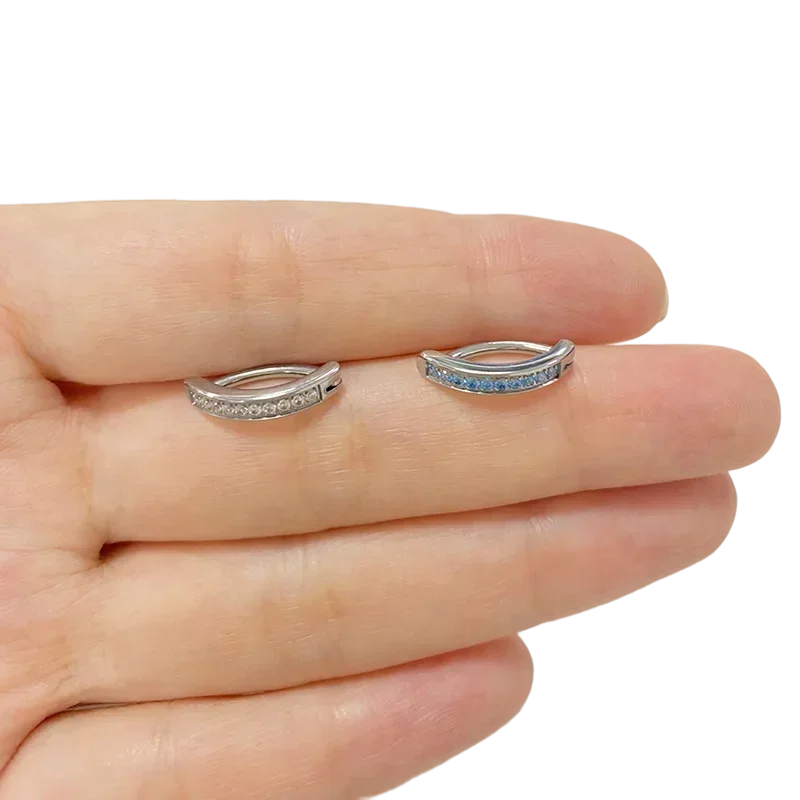 ASTM F136 Titanium PIERC Reverse Curved Clicker Navel Barbell Shiny CZ Sexy Belly Button Rings Bellybutton Sexy Piercing Jewelry