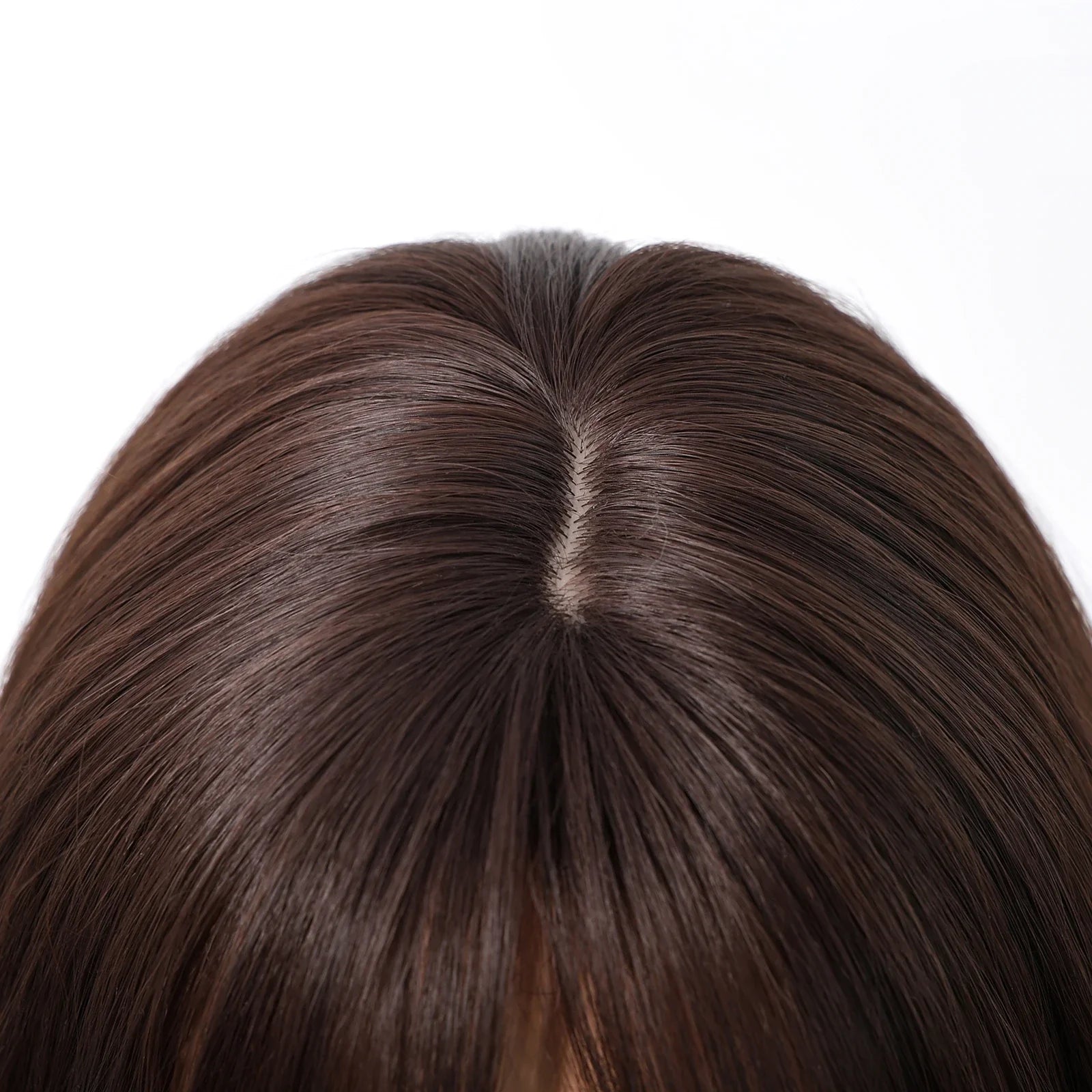 Brown Blonde Highlights Wigs Medium Length Wavy Synthetic Wig With Bangs Natural Body Wave Hair For Women Daily High Temperature