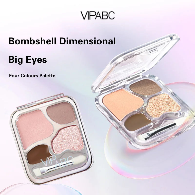 4Color Eyeshadow Palette Blush Eyeliner Eyeshadow Highlight Contour Palette Eyes Makeup Cute Beauty Cosmetics