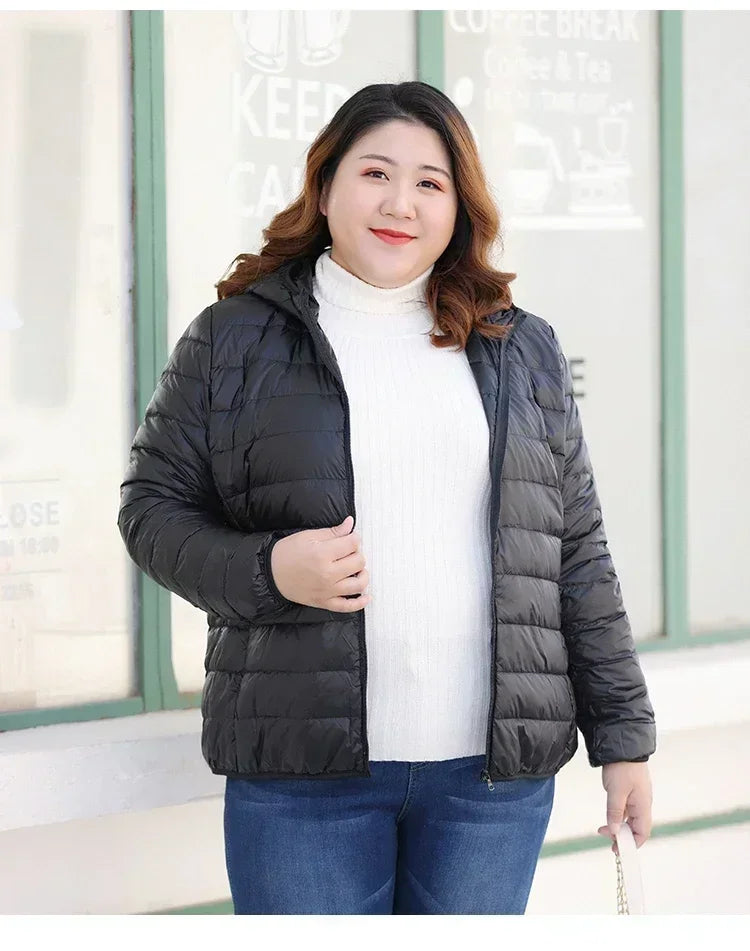2024 Hooded Jackets Autumn Plus Size 7xl 6xl 5xl Fall Women's Lightweight Water-Resistant Packable Winter Warm Female Down Coats