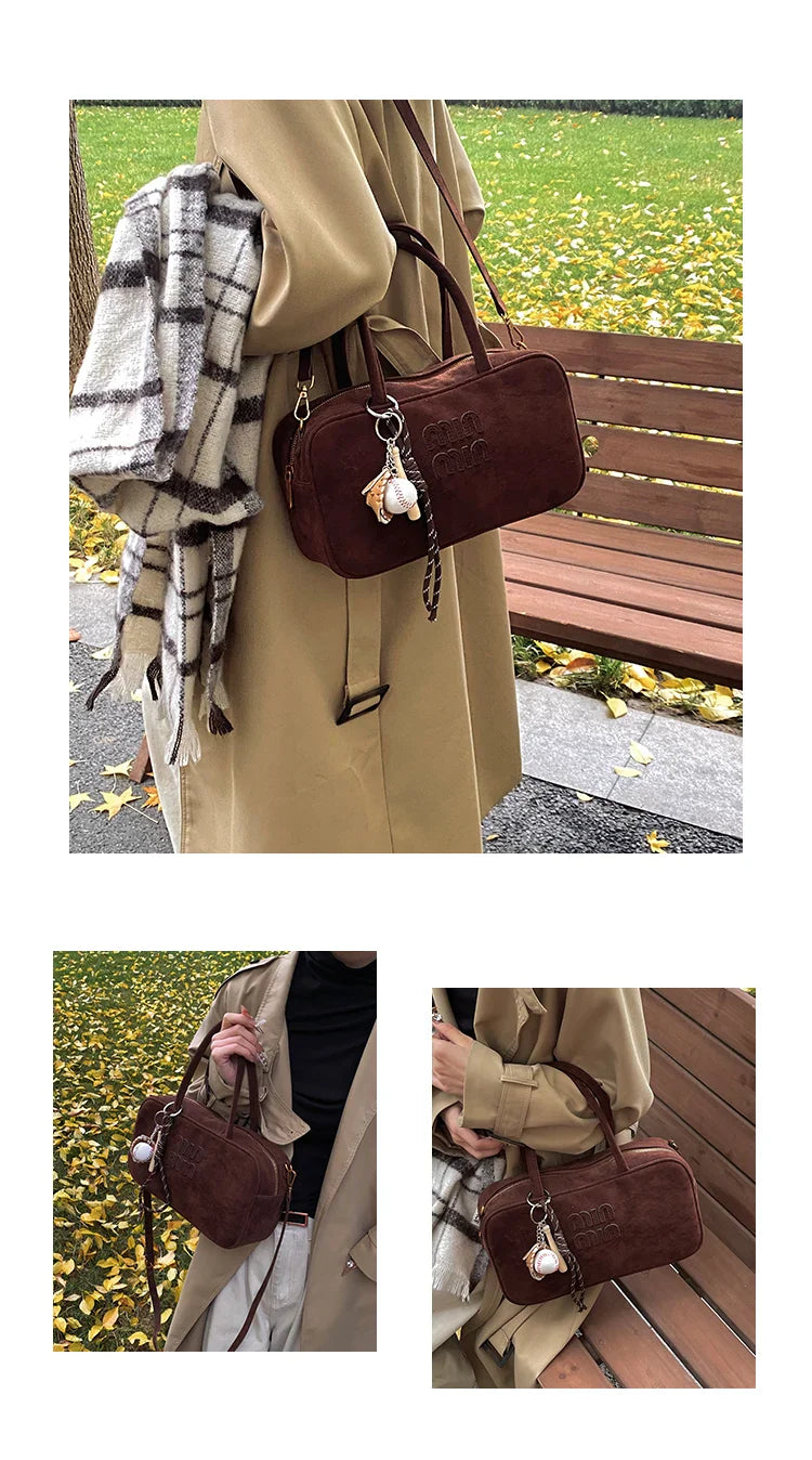 2025 new high-end luxury designer Boston handbag female niche retro fashion all-match pillow bag shoulder messenger bag trend