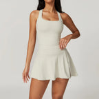 Custom LOGO women's beautiful back tight yoga set quick-drying high waist hip lift running fitness sports skirt 2-piece set